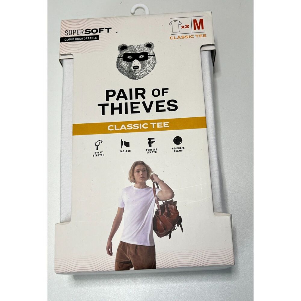 NIB Pair of Thieves 2 Pack White Classic Tees. Size M.